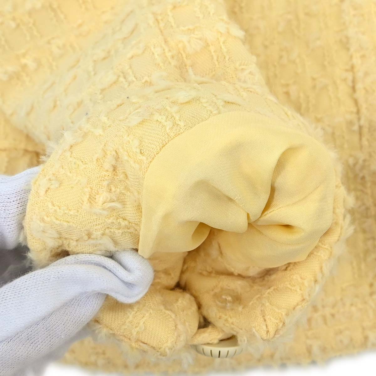 Chanel 1993 Setup Suit Jacket Skirt Tweed Yellow #38
