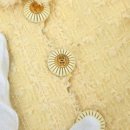 Chanel 1993 Setup Suit Jacket Skirt Tweed Yellow #38