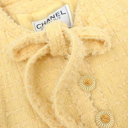 Chanel 1993 Setup Suit Jacket Skirt Tweed Yellow #38