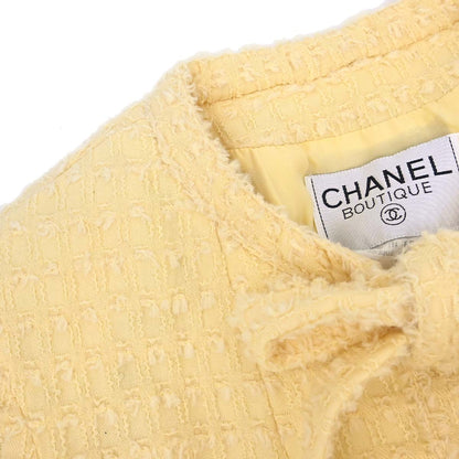Chanel 1993 Setup Suit Jacket Skirt Tweed Yellow #38
