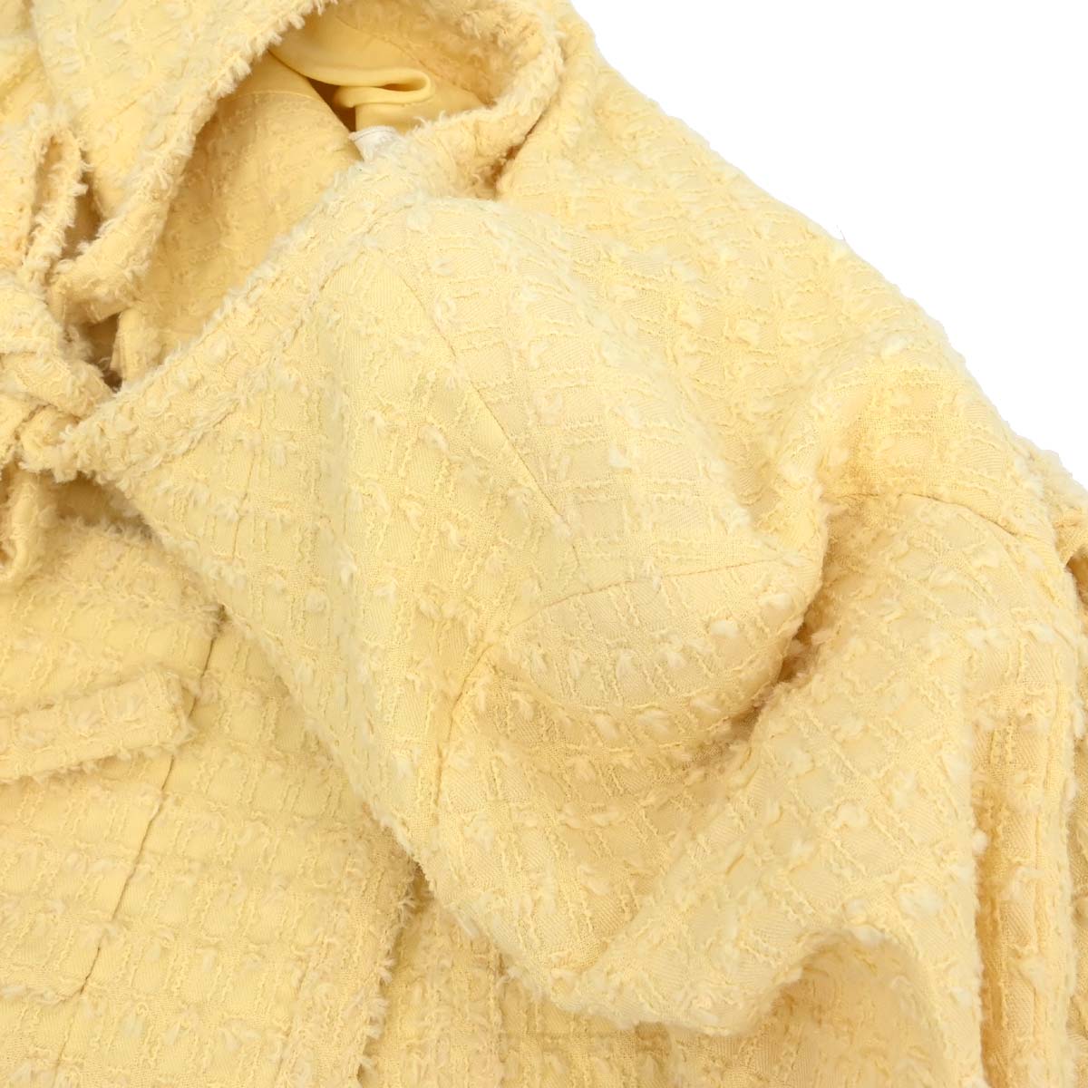 Chanel 1993 Setup Suit Jacket Skirt Tweed Yellow #38