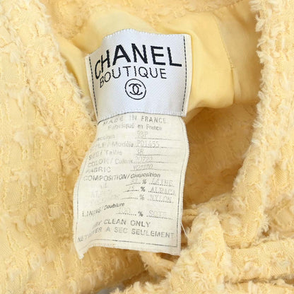 Chanel 1993 Setup Suit Jacket Skirt Tweed Yellow #38