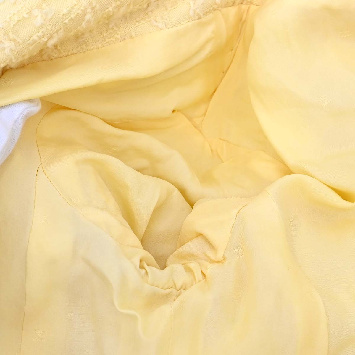 Chanel 1993 Setup Suit Jacket Skirt Tweed Yellow #38
