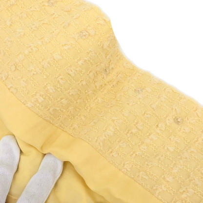 Chanel 1993 Setup Suit Jacket Skirt Tweed Yellow #38