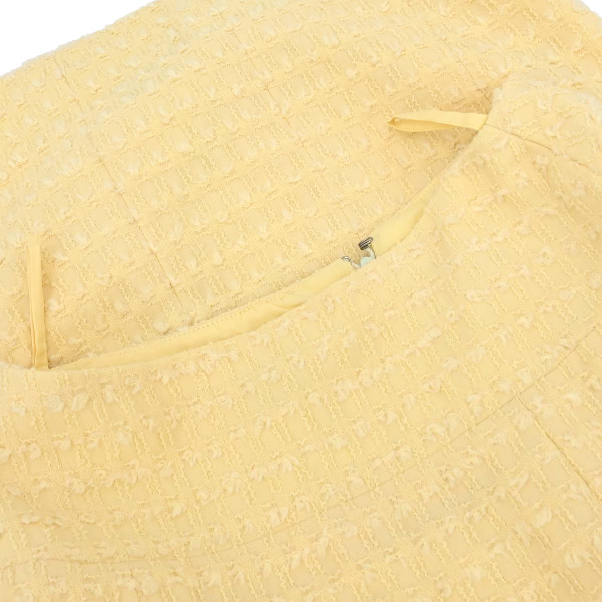 Chanel 1993 Setup Suit Jacket Skirt Tweed Yellow #38