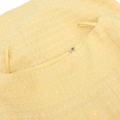 Chanel 1993 Setup Suit Jacket Skirt Tweed Yellow #38