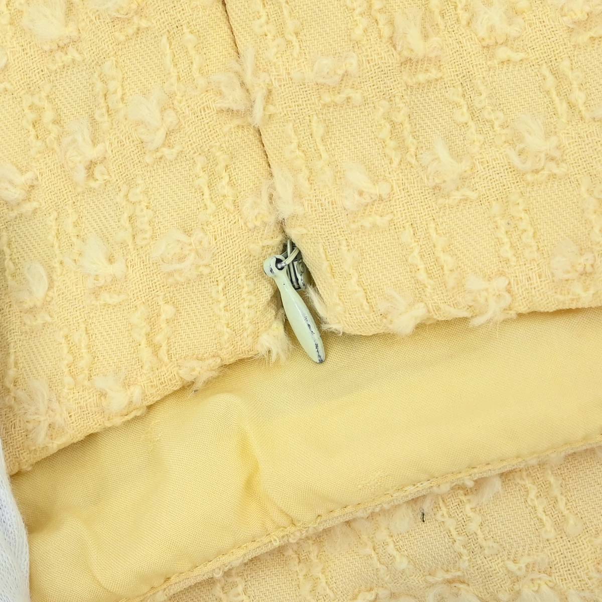 Chanel 1993 Setup Suit Jacket Skirt Tweed Yellow #38
