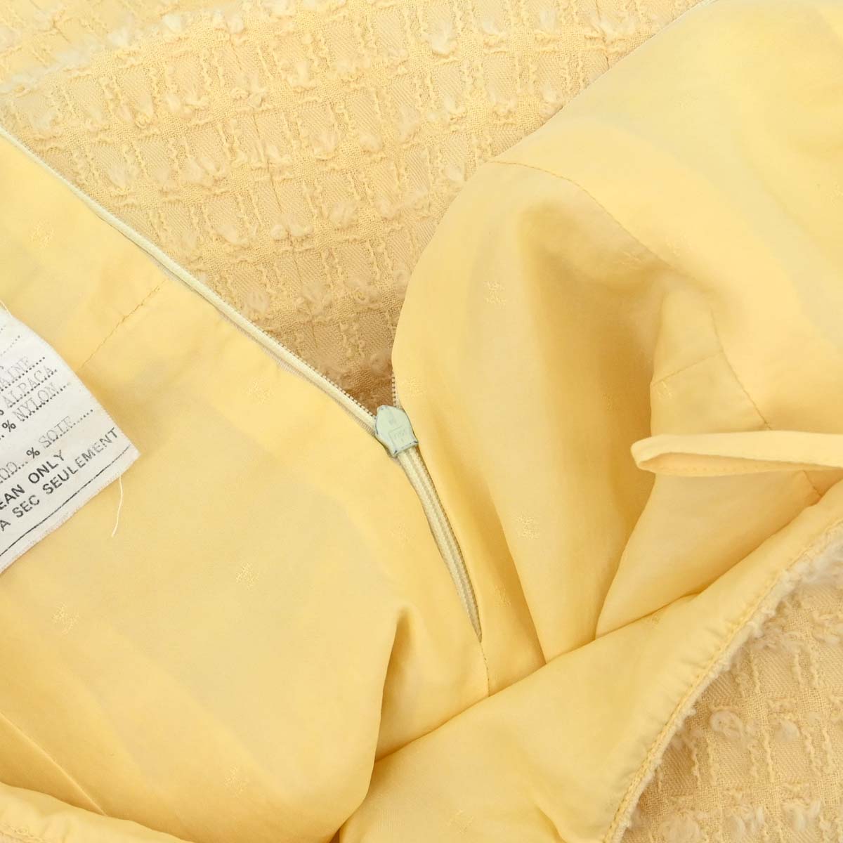 Chanel 1993 Setup Suit Jacket Skirt Tweed Yellow #38