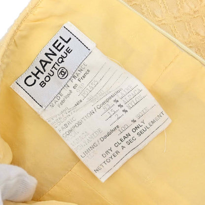 Chanel 1993 Setup Suit Jacket Skirt Tweed Yellow #38