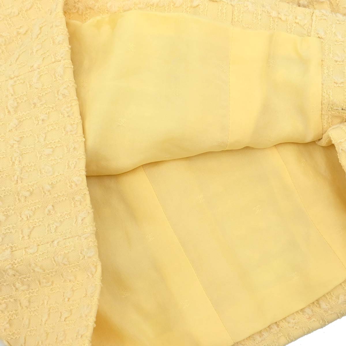 Chanel 1993 Setup Suit Jacket Skirt Tweed Yellow #38