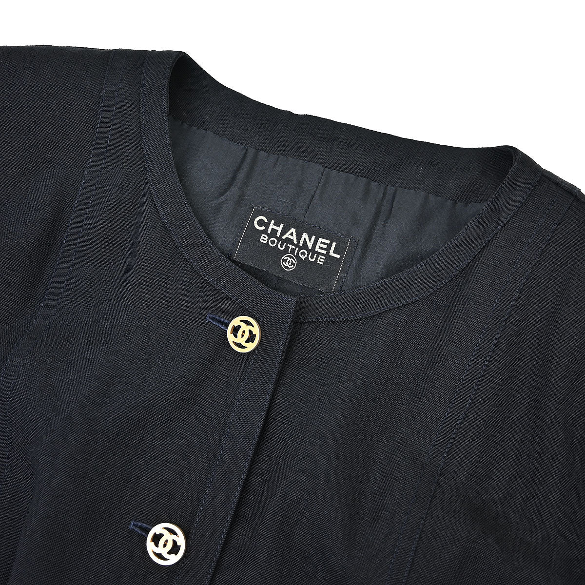 Chanel Colorless Long Coat Black