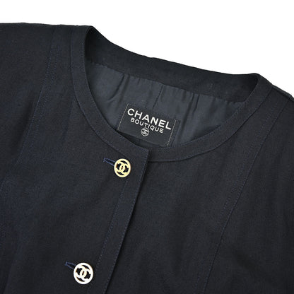 Chanel Colorless Long Coat Black