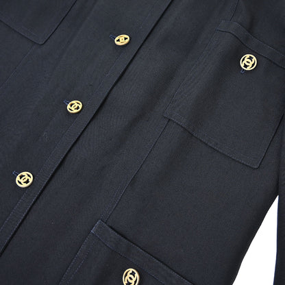 Chanel Colorless Long Coat Black