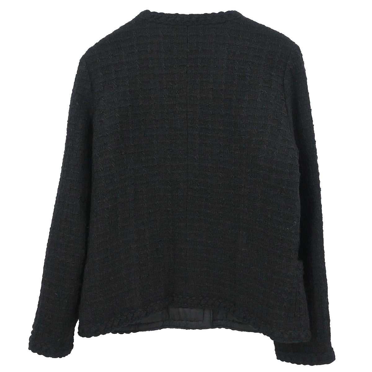 Chanel Single Breasted Collarless Jacket Black #40