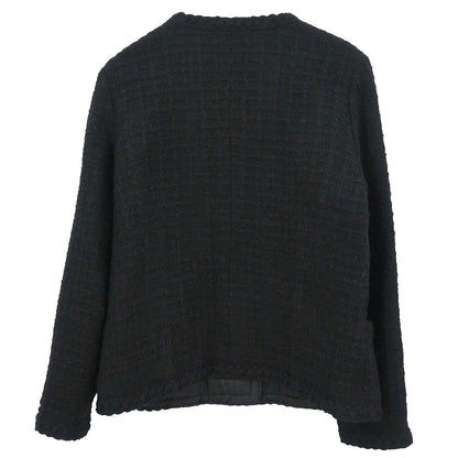 Chanel Single Breasted Collarless Jacket Black #40
