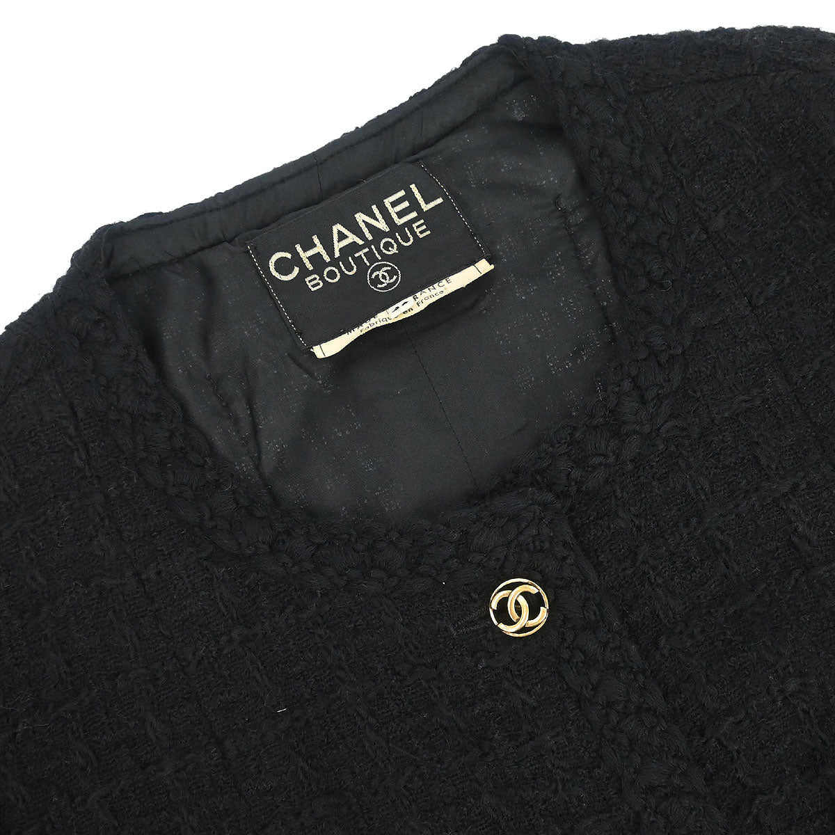 Chanel Single Breasted Collarless Jacket Black #40