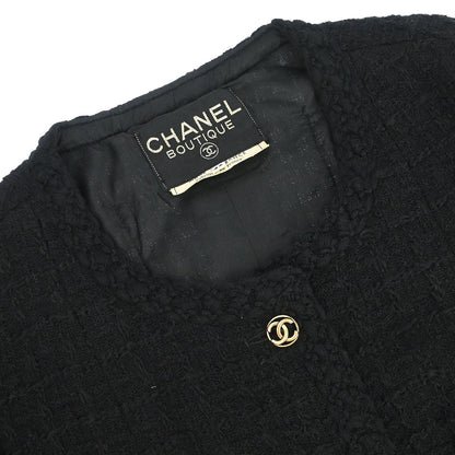Chanel Single Breasted Collarless Jacket Black #40
