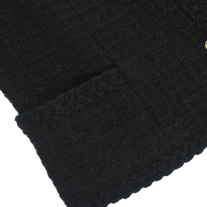Chanel Single Breasted Collarless Jacket Black #40