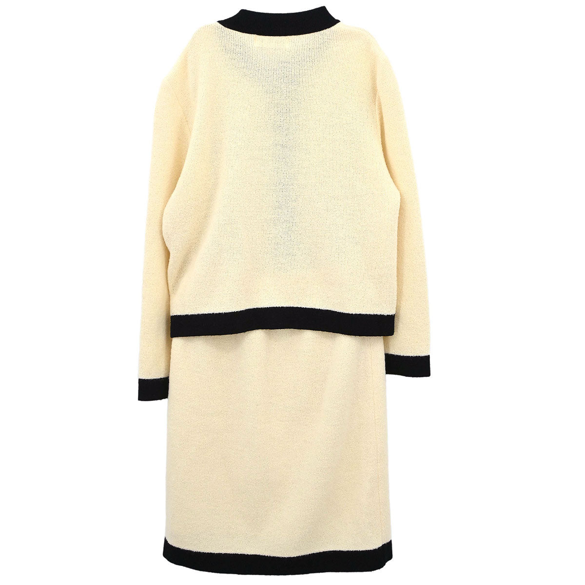 Yves Saint Laurent Setup Suit Knit Jacket Skirt Ivory #M #9