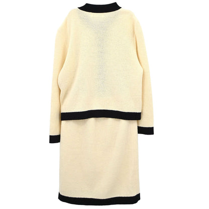 Yves Saint Laurent Setup Suit Knit Jacket Skirt Ivory #M #9