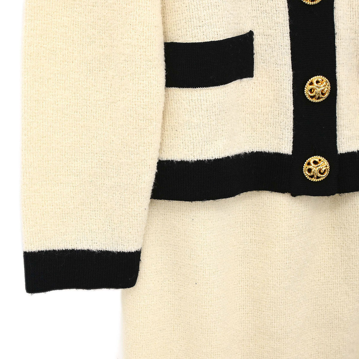 Yves Saint Laurent Setup Suit Knit Jacket Skirt Ivory #M #9
