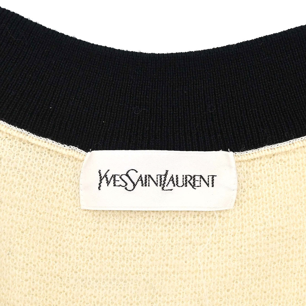 Yves Saint Laurent Setup Suit Knit Jacket Skirt Ivory #M #9