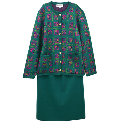 Yves Saint Laurent Setup Suit Cardigan Skirt Green #L #36–38