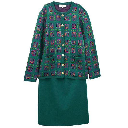 Yves Saint Laurent Setup Suit Cardigan Skirt Green #L #36–38