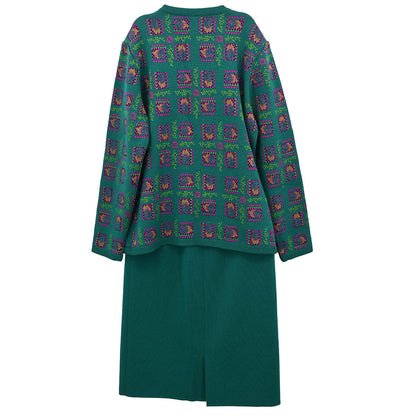 Yves Saint Laurent Setup Suit Cardigan Skirt Green #L #36–38