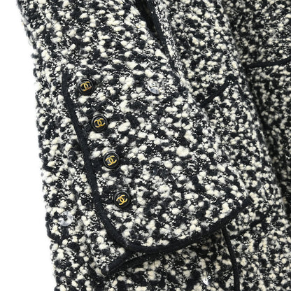 Chanel 1994 Setup Suit Jacket Dress Tweed Black #42