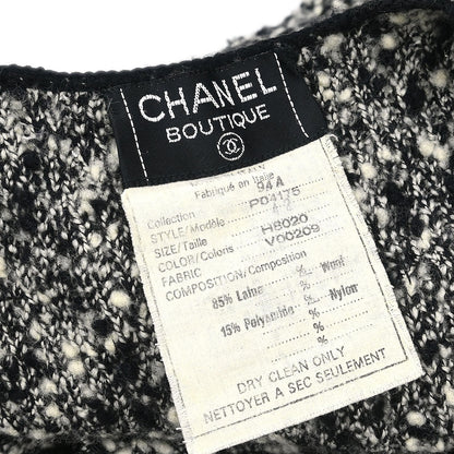 Chanel 1994 Setup Suit Jacket Dress Tweed Black #42