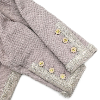 Chanel Single Breasted Collarless Tweed Jacket Pink #36