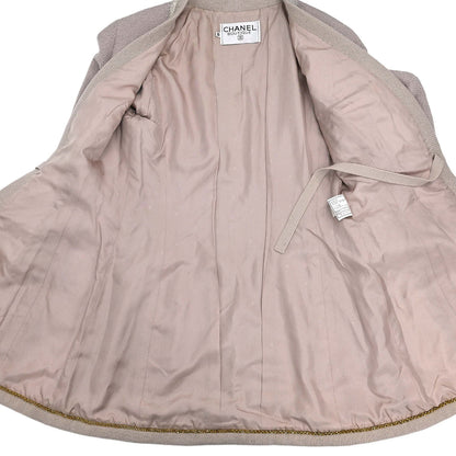 Chanel Single Breasted Collarless Tweed Jacket Pink #36