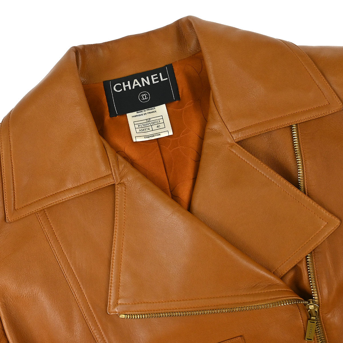 Chanel 2001 Biker Zip Up Jacket Brown #40