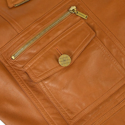 Chanel 2001 Biker Zip Up Jacket Brown #40
