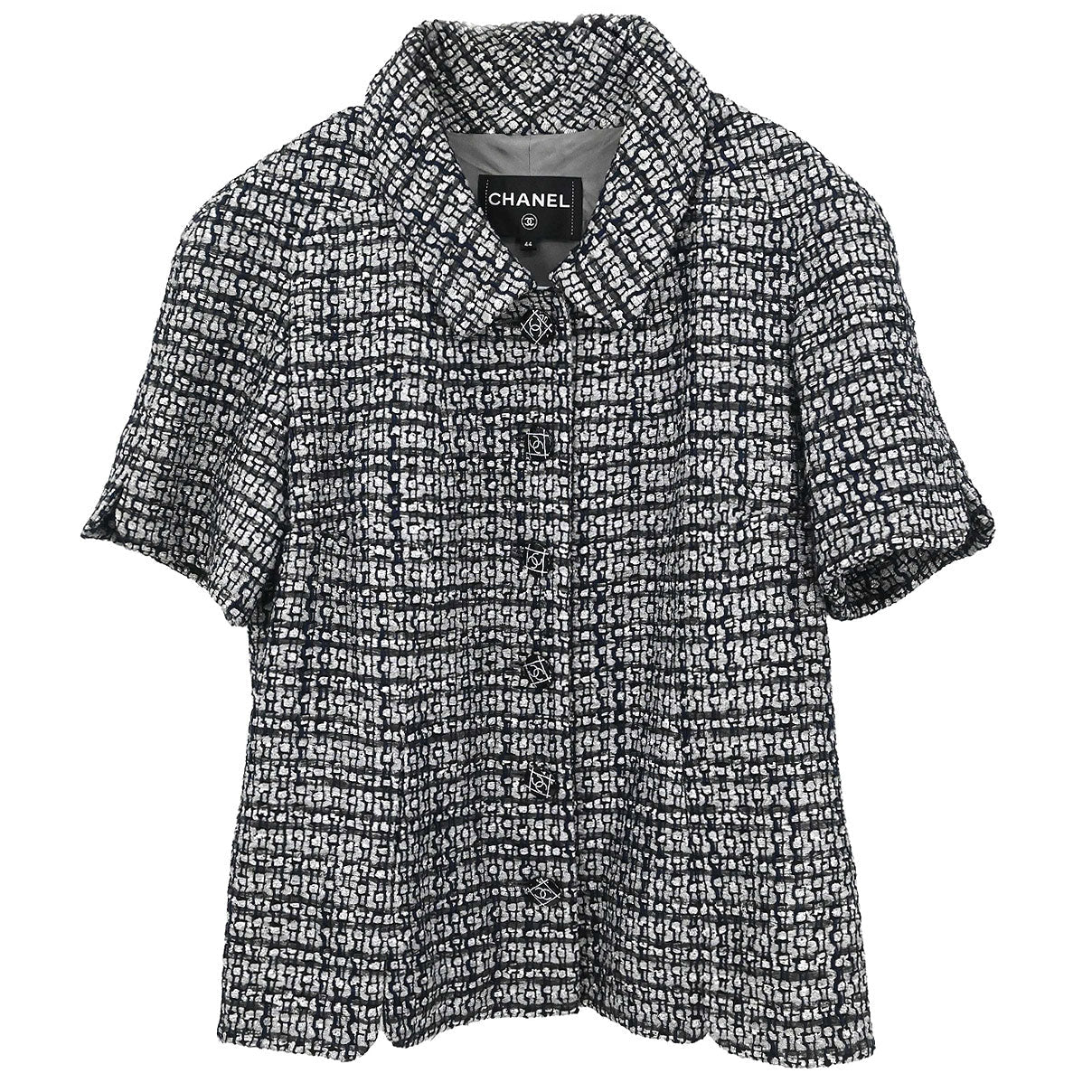 Chanel 2018-2019 Single Breasted Tweed Jacket Gray #44