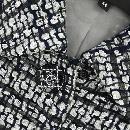 Chanel 2018-2019 Single Breasted Tweed Jacket Gray #44