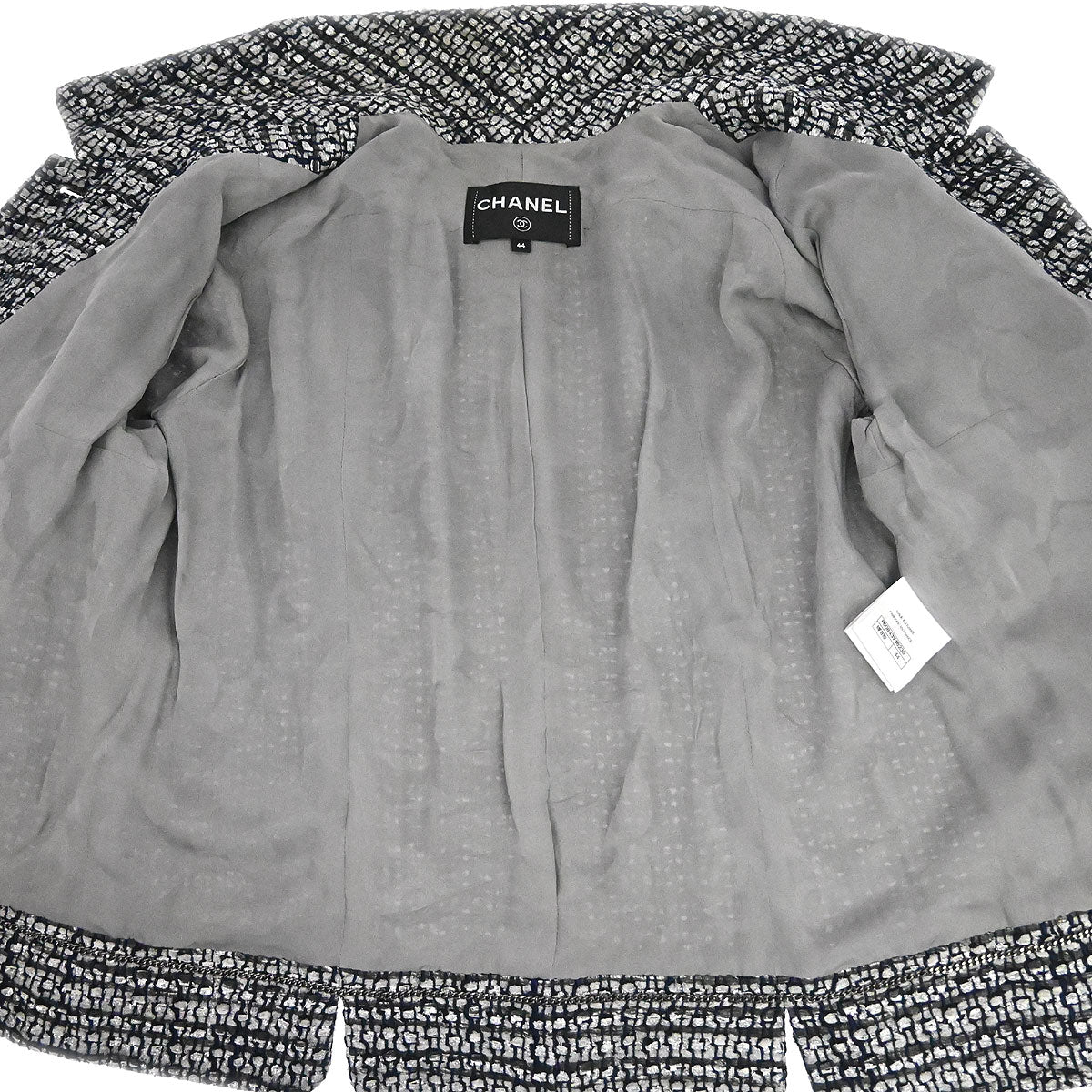 Chanel 2018-2019 Single Breasted Tweed Jacket Gray #44