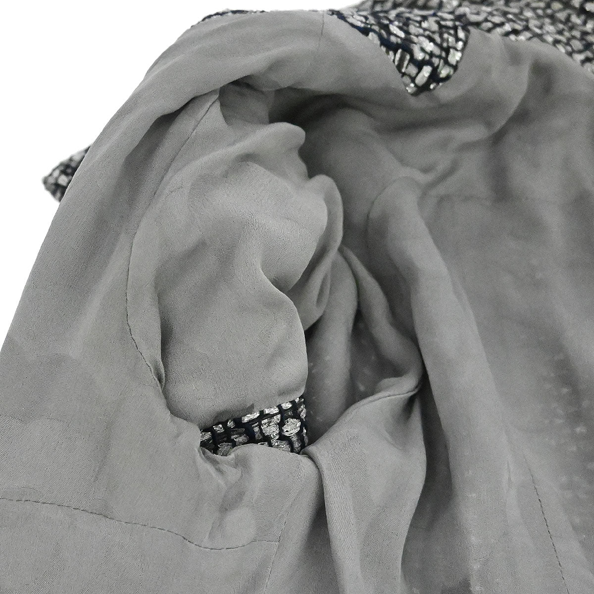 Chanel 2018-2019 Single Breasted Tweed Jacket Gray #44