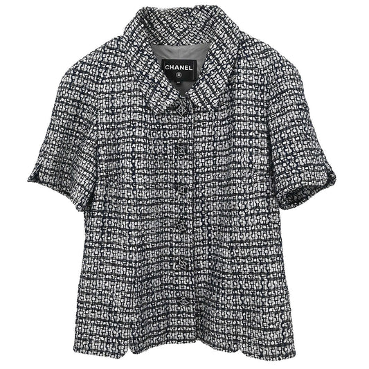 Chanel 2018-2019 Single Breasted Tweed Jacket Gray #44