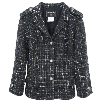Chanel 2006 Tweed Single Breasted Jacket Black #36