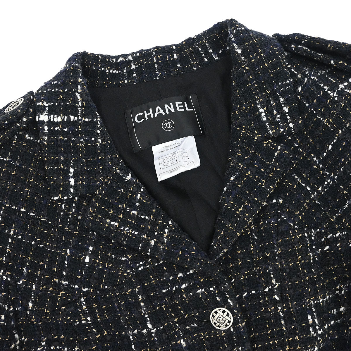 Chanel 2006 Tweed Single Breasted Jacket Black #36