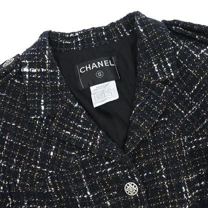 Chanel 2006 Tweed Single Breasted Jacket Black #36