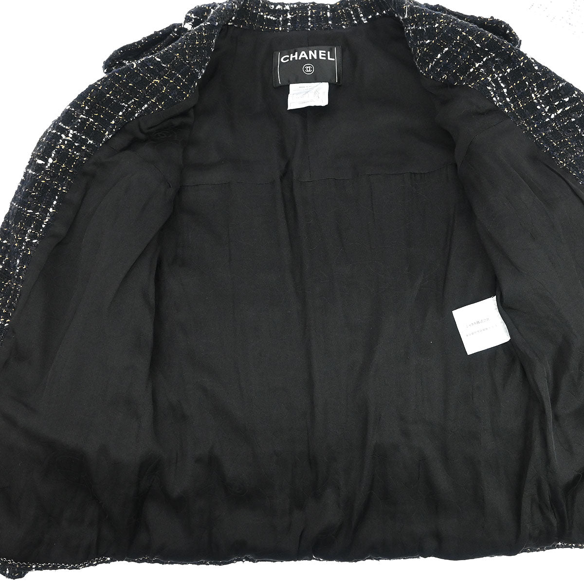 Chanel 2006 Tweed Single Breasted Jacket Black #36