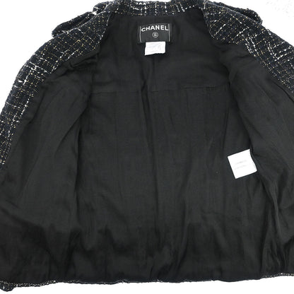 Chanel 2006 Tweed Single Breasted Jacket Black #36