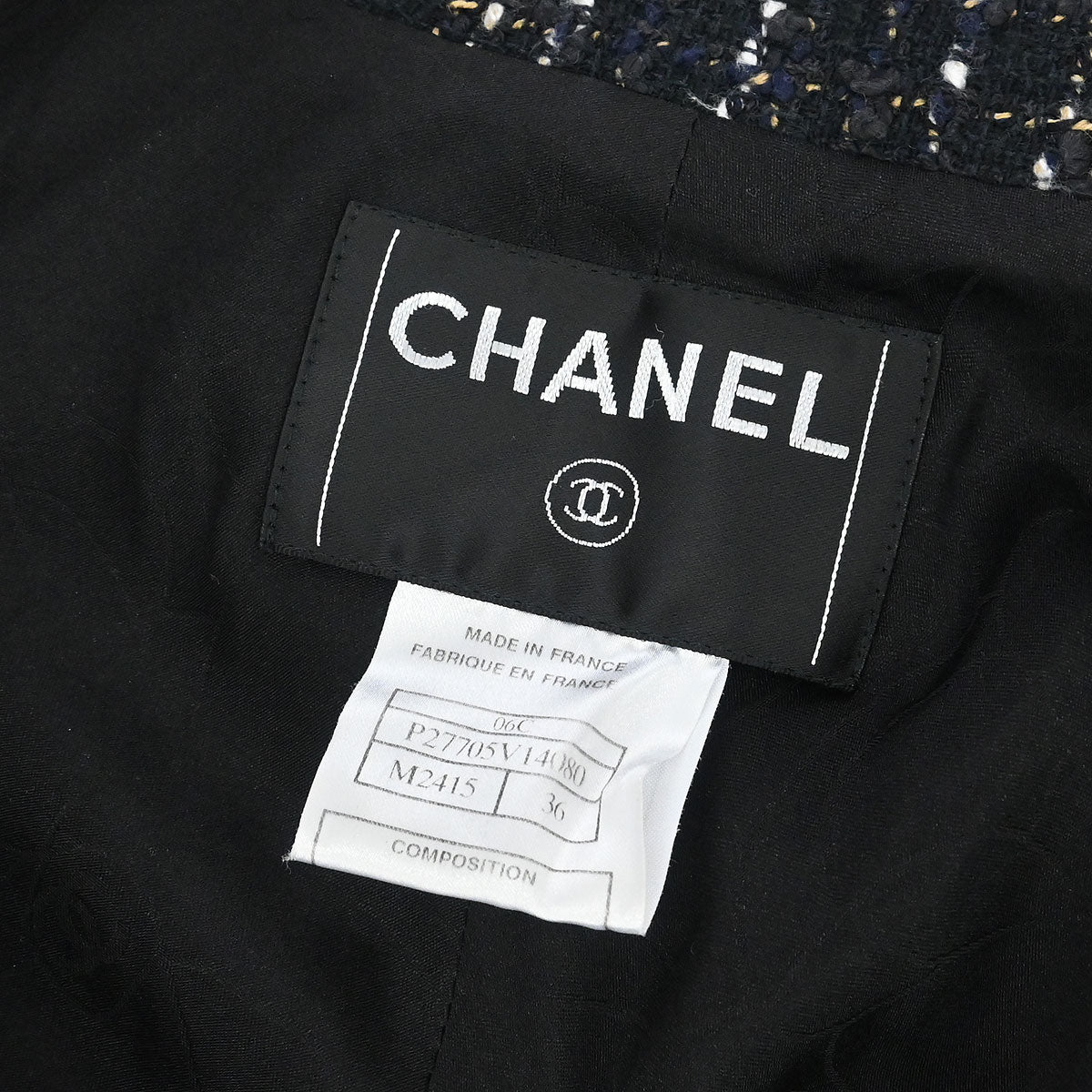 Chanel 2006 Tweed Single Breasted Jacket Black #36