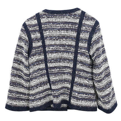 Chanel 2013 Collarless Tweed Jacket Navy #34