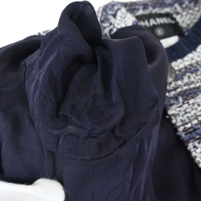 Chanel 2013 Collarless Tweed Jacket Navy #34