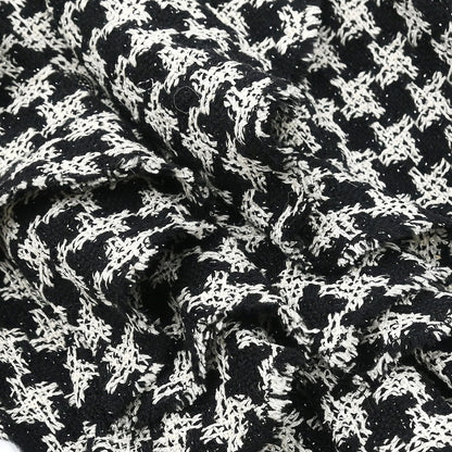 Chanel 2009 Single Breasted Houndstooth Jacket Tweed Black #38