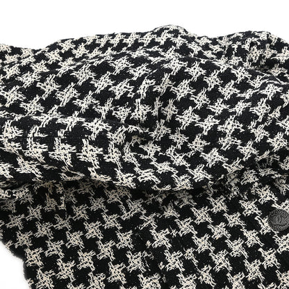 Chanel 2009 Single Breasted Houndstooth Jacket Tweed Black #38